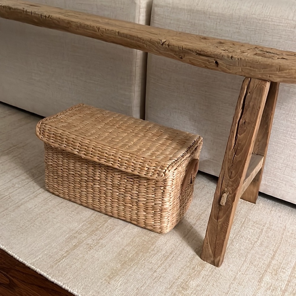 Medium Basket Storage With Leather Handles
